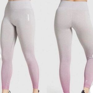 Gymshark Women's Pink and Gray Ombre Leggings